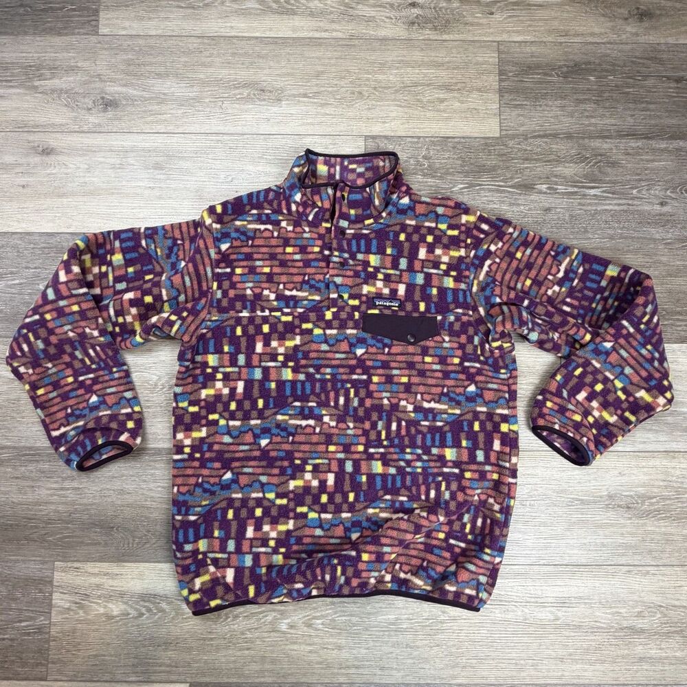 Patagonia Synchilla Jacket Mens Large Patchwork Night Plum Snap-T Fleece